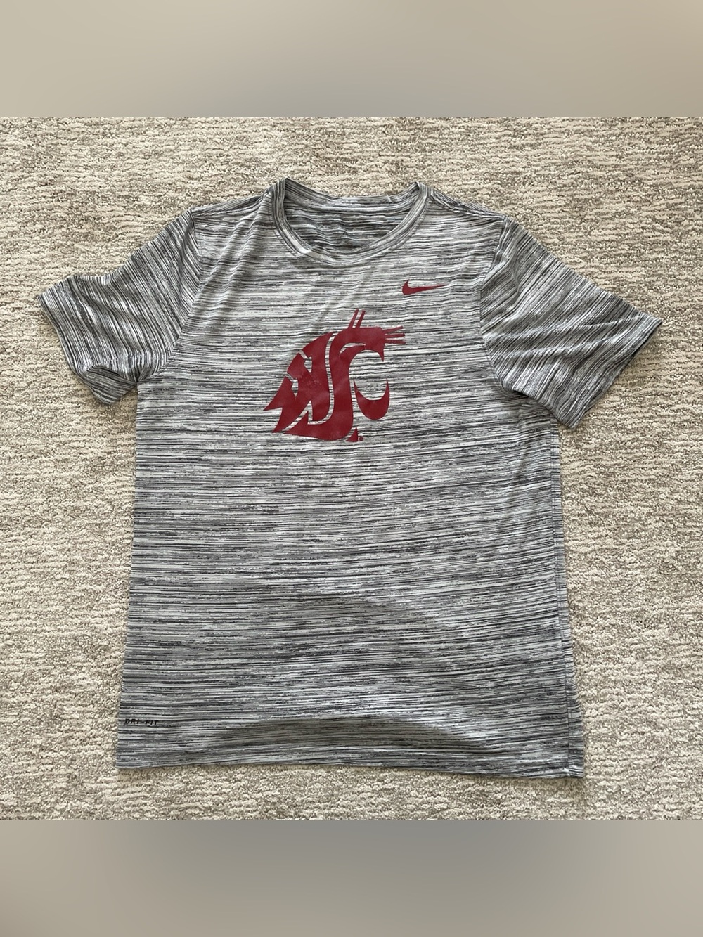 Washington State Cougars Nike Dri-Fit Short Sleeve Shirt Youth Size Large Gray